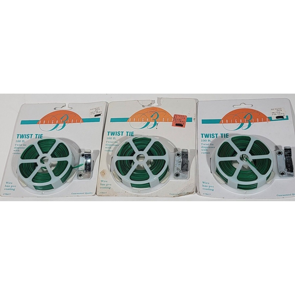 US 300 Ft Kitchen Bag Gardening Plant Green Twist Tie Wire Roll With Cutter